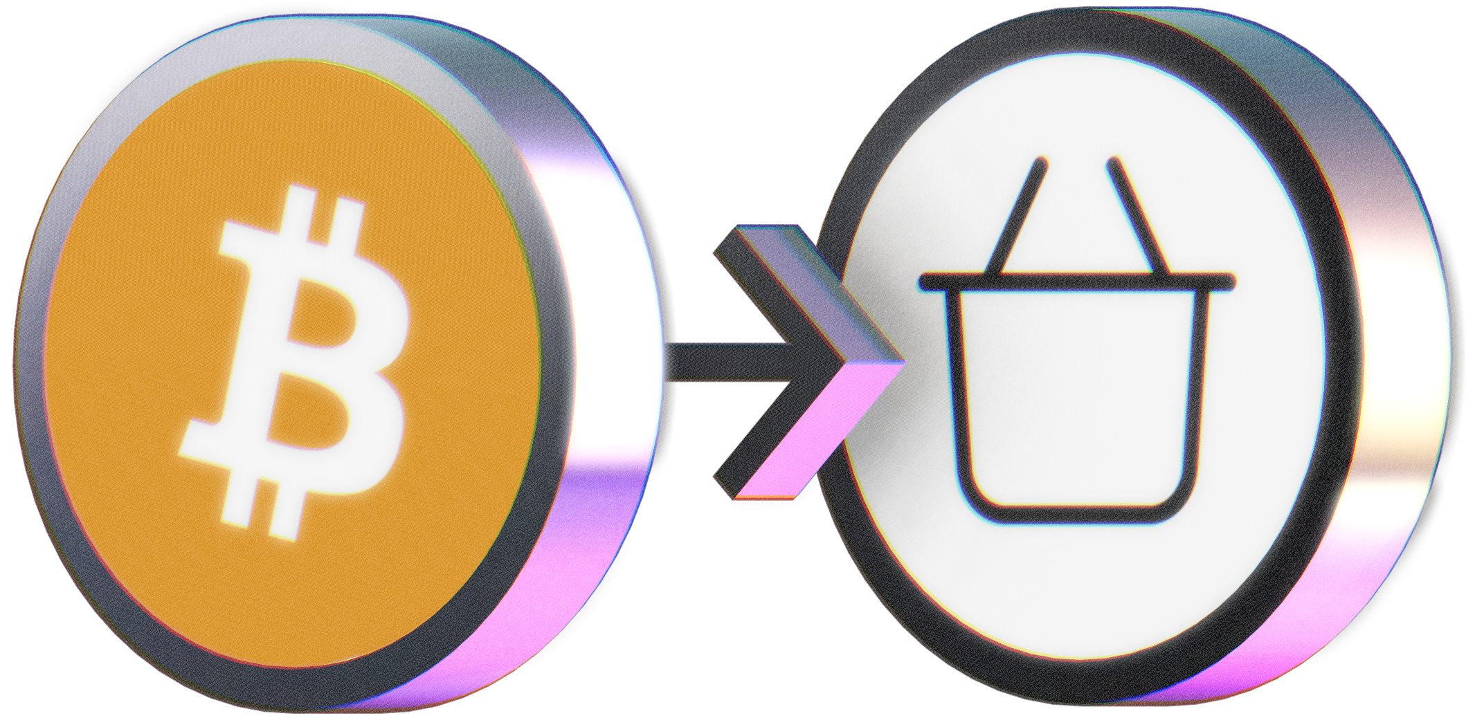 Bitcoin (BTC) and shopping cart images